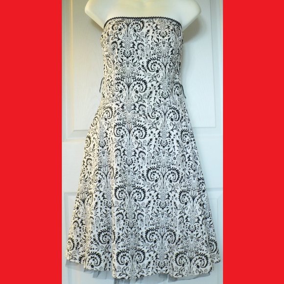 Ruby Rox Black & White Strapless Retro Dress Sz 5 - Picture 7 of 8